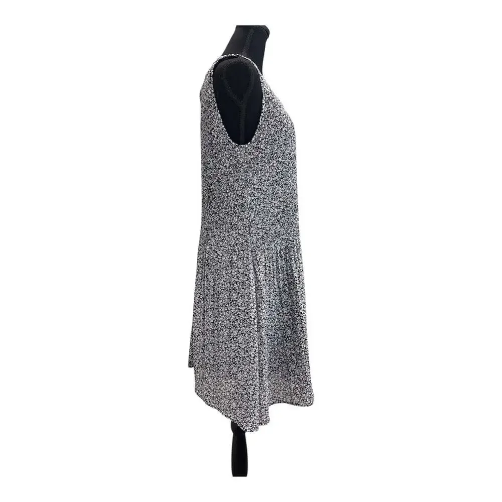 Michael Kors Navy And White Floral Drop Waist Dress Size L